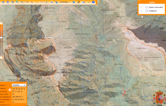 Captura del visor de mapas SIGPAC con una ortofoto y los datos de una parcela
