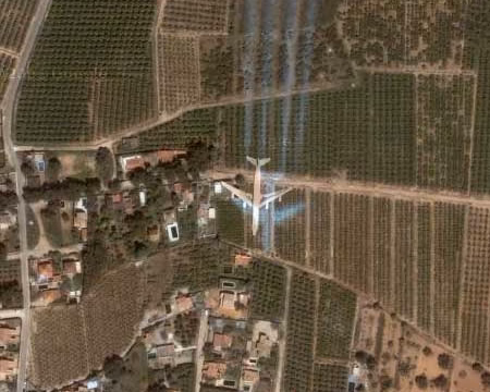 Captura de Google Earth con vista de satélite de una zona de cultivos