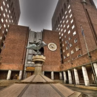 Escandinavia viaje oslo urbana escultura ayuntamiento hdr