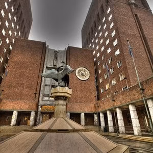 Escandinavia viaje oslo urbana escultura ayuntamiento hdr