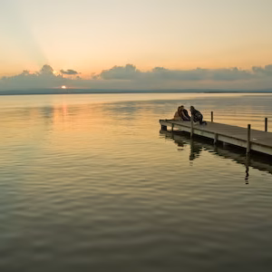 Albufera atardecer embarcadero gola pujol sol