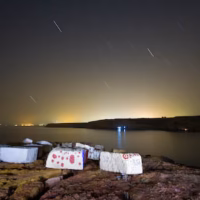 Mar mazarron nocturna paisaje playa