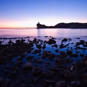Cala mar nocturna paisaje torre villajoyosa xarco