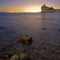 Cala mar nocturna paisaje torre villajoyosa xarco
