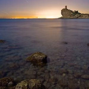 Cala mar nocturna paisaje torre villajoyosa xarco